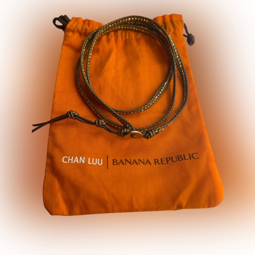 Signed Chan Luu Leather & Gold-Over-925 Silver Beaded Wrap Bracelet